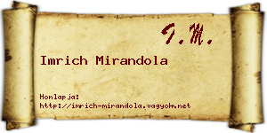 Imrich Mirandola névjegykártya